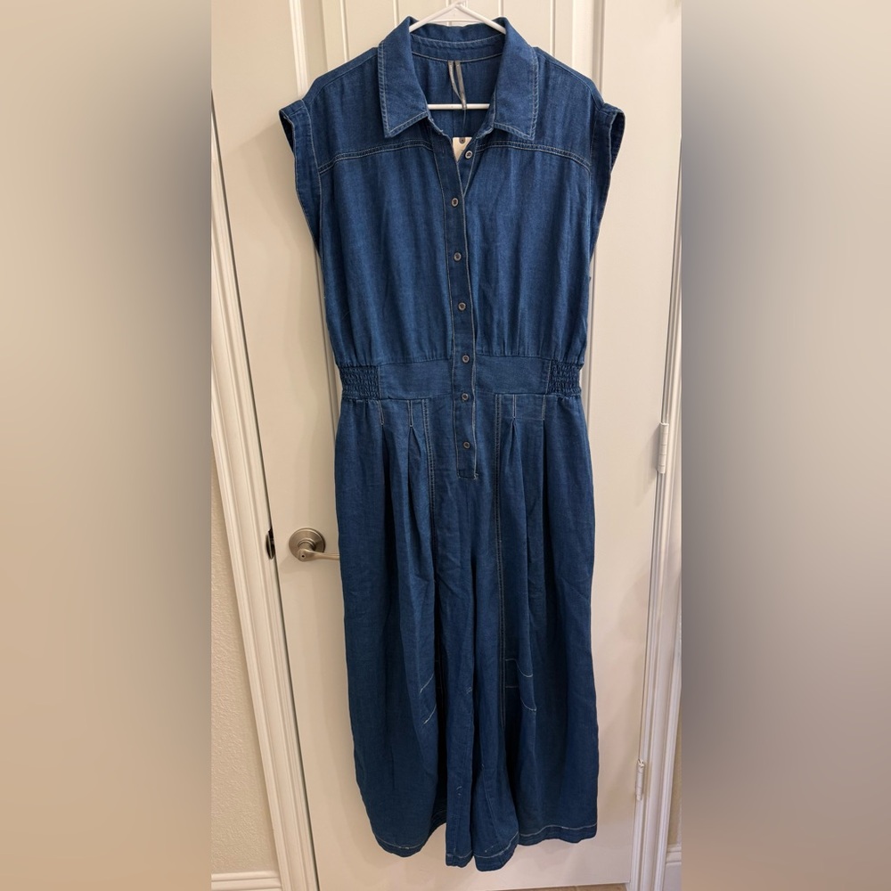 Anthropologie Indigo Denim Wide-Leg Jumpsuit - Picture 5 of 11